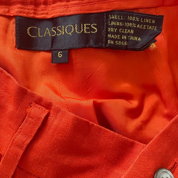 Linen high waist shorts sizes small, orange linen bermuda shorts - Picture 6 of 6